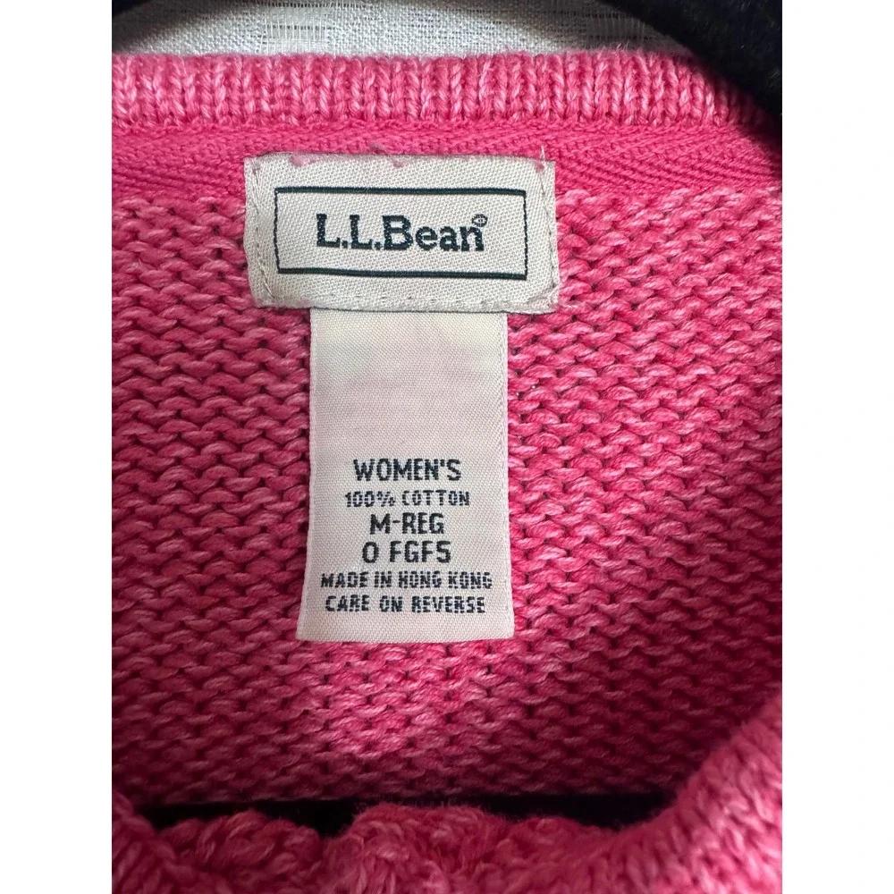 L.L.Bean Women M Pink Cozy Cotton Cardigan Durable Craftsmanship Button Front